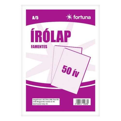 Írólap FORTUNA A/5 famentes 20-50 50 lapos