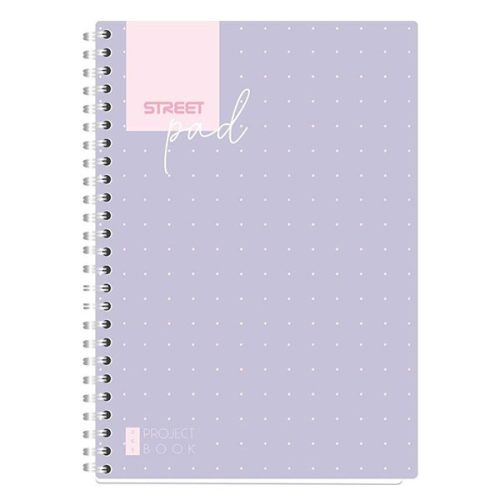 Spirálfüzet kockás STREET Pad A/5 100 lapos lila pöttyös