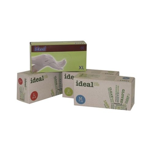 Gumikesztyű egyszer használatos latex púderes fehér M 8 100 darabos
