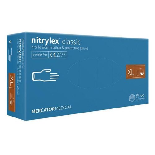 Gumikesztyű egyszer használatos nitril púdermentes kék XL 10 100 darabos