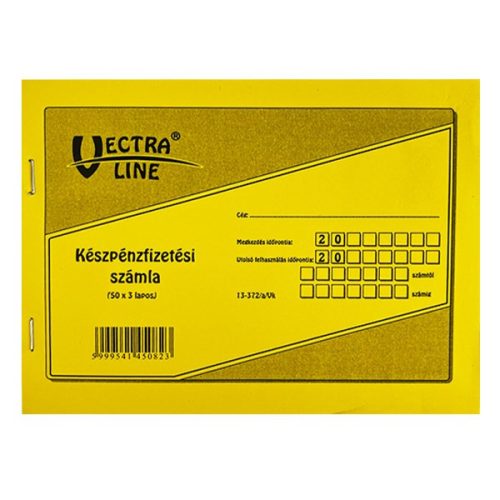Nyomtatvány készpénzfizetési számlatömb VECTRALINE A/5 50x3 fekvő 1 áfás
